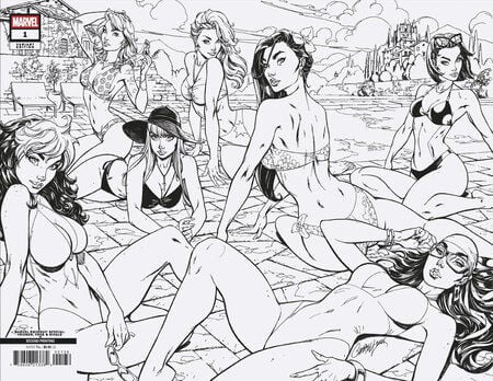 MARVEL SWIMSUIT SPECIAL: FRIENDS, FOES & RIVALS #1 J. SCOTT CAMPBELL RATIO VIRGIN 2ND PRINTING VARIANT 1:25