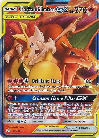 Charizard & Braixen GX - 22/236 - Ultra Rare Sun & Moon: Cosmic Eclipse Singles
