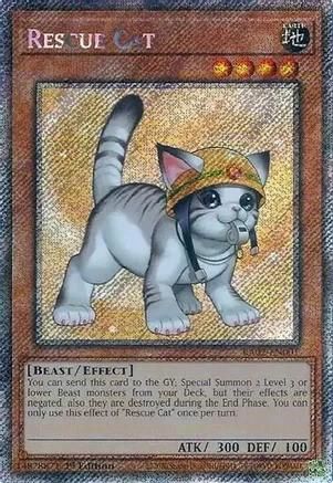 Rescue Cat (Alternate Art) - RA02-EN001 - Platinum Secret Rare 1st Edition Rarity Collection II Singles