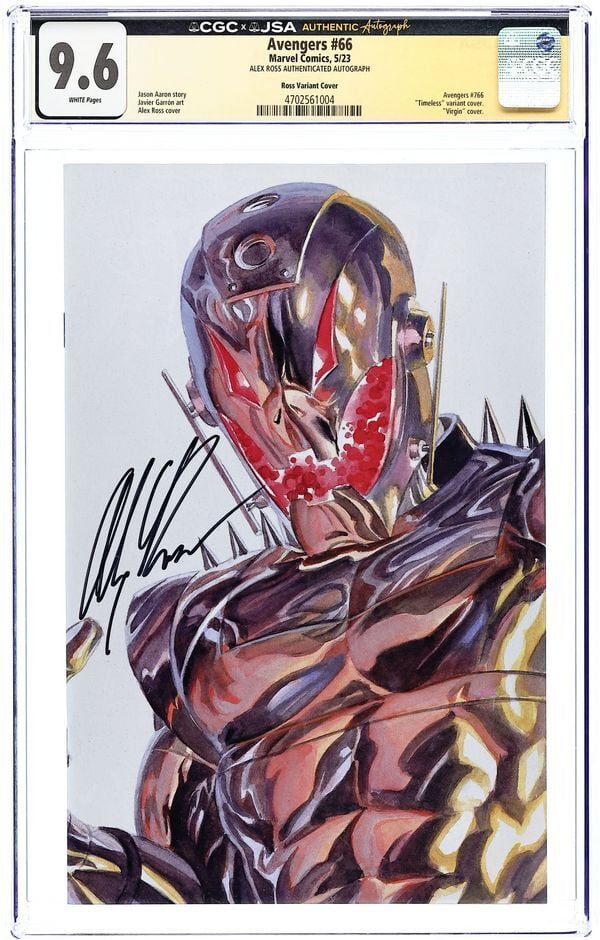 AVENGERS (2018) #66D CGC 9.6 JSA AUTHENTICATED ALEX ROSS SIGNED – ALEX ROSS TIMELESS ULTRON VIRGIN VARIANT