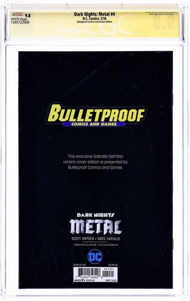 DARK NIGHTS: METAL (2017) #4 BULLET.D CGC 9.8 SIGNATURE SERIES – GABRIELE DELL'OTTO SIGNED