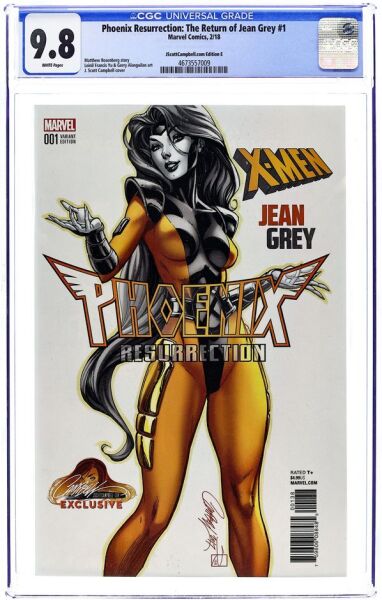 PHOENIX RESURRECTION: THE RETURN OF JEAN GREY (2018) #1 JSC.E CGC 9.8 – J. SCOTT CAMPBELL 90'S X-MEN JEAN GREY VARIANT