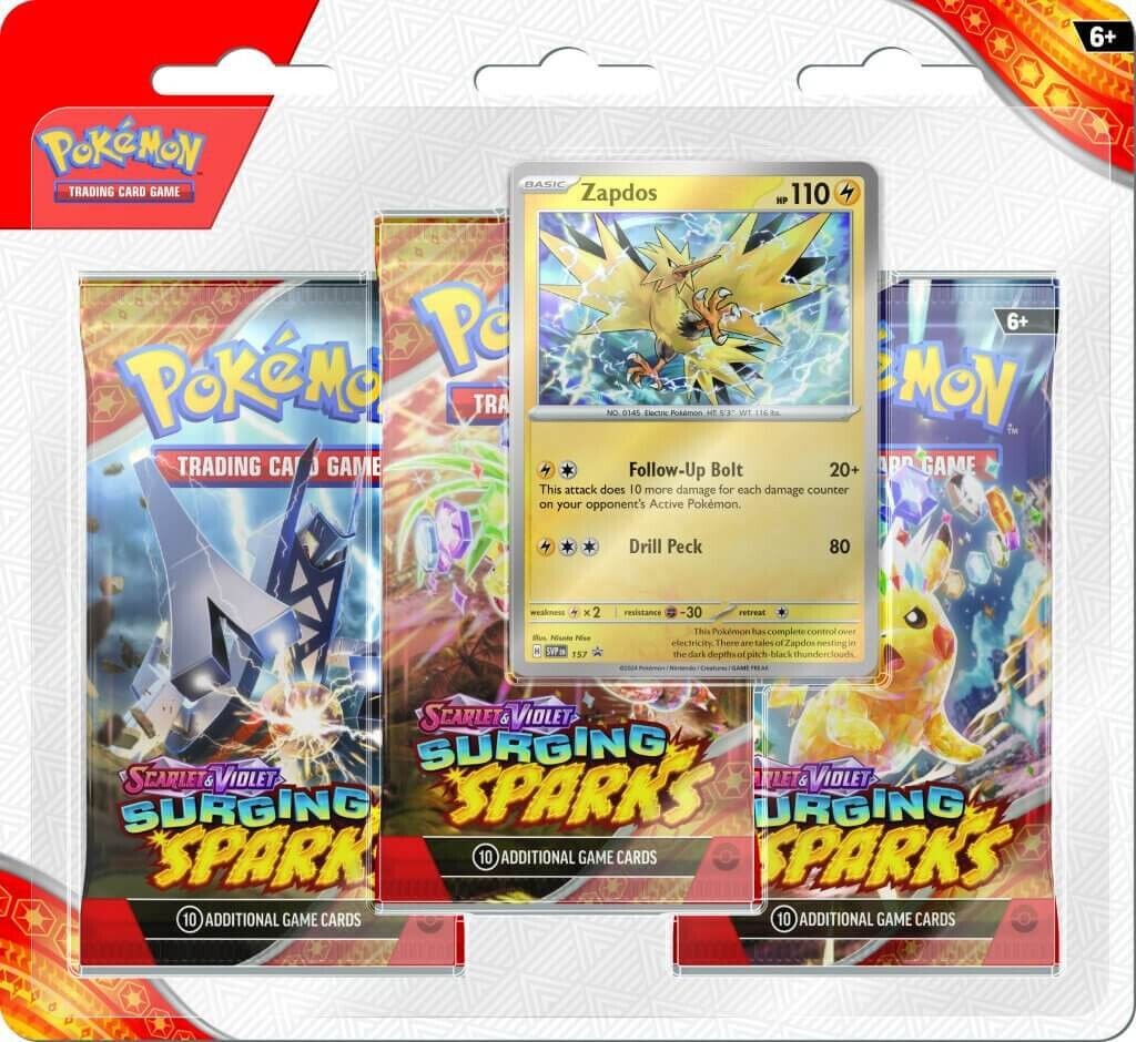 Scarlet & Violet-Surging Sparks 3 Booster Packs & Zapdos Promo Card