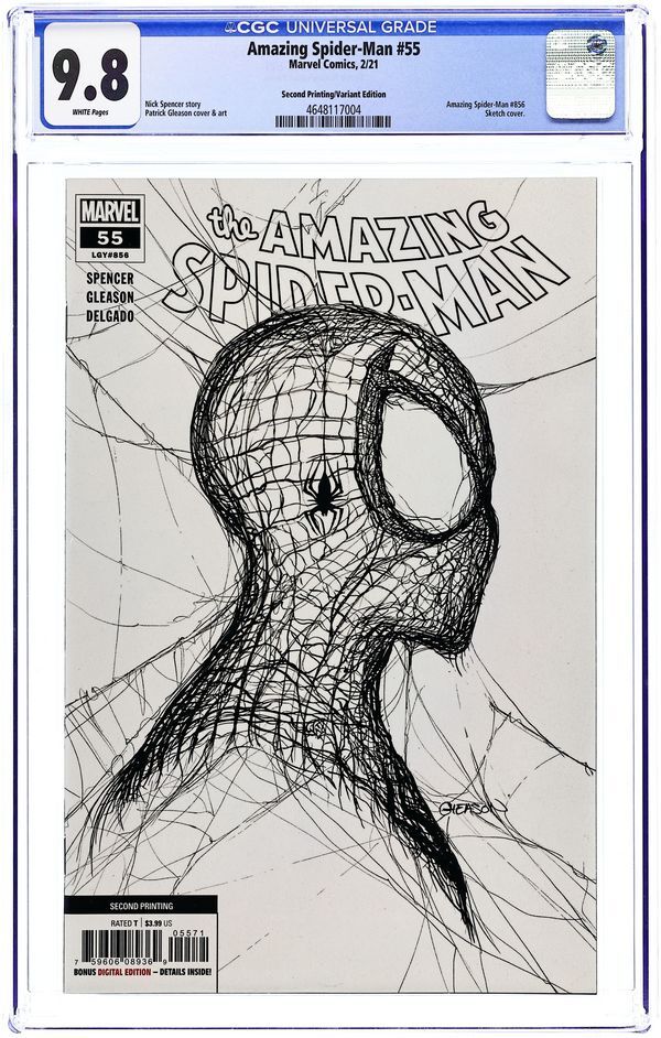 AMAZING SPIDER-MAN (2018) #55REP.2ND.C CGC 9.8 – PATRICK GLEASON BLACK & WHITE 1:50 SECOND PRINT VARIANT