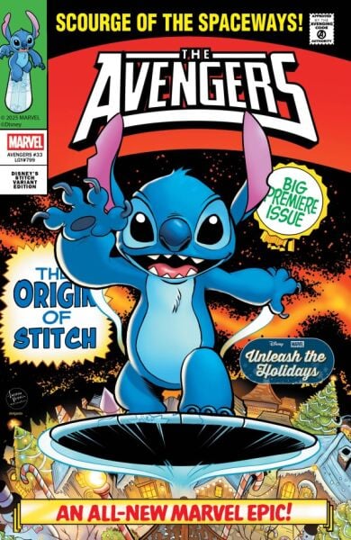 AVENGERS #33 LUCIANO VECHHIO DISNEY STITCH UNLEASH THE HOLIDAYS VARIANT