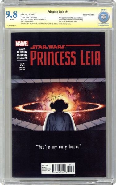 STAR WARS: PRINCESS LEIA (2015) #1B CBCS 9.8 WITNESSED SIGNATURE – TERRY DODSON SIGNED RETAILER INCENTIVE VARIANT