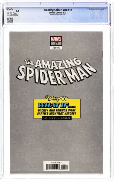 AMAZING SPIDER-MAN (2022) #17E CGC 9.6 – LORENZO PASTROVICCHIO DISNEY100 BLACK & WHITE 1:100 INCENTIVE VARIANT