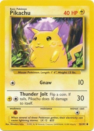 Pikachu - 58/102 - Common Unlimited Base Set Unlimited Singles