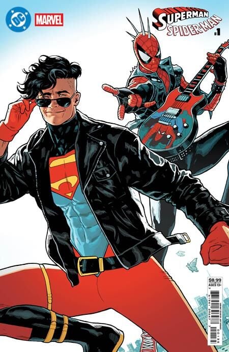 DC MARVEL SUPERMAN SPIDER-MAN #1 (ONE SHOT) CVR U JEFF SPOKES SUPERBOY 90S & SPIDER-PUNK CARD STOCK VAR