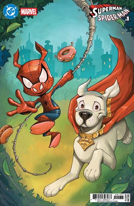DC MARVEL SUPERMAN SPIDER-MAN #1 (ONE SHOT) CVR W CHRISSIE ZULLO KRYPTO & SPIDER-HAM CARD STOCK VAR