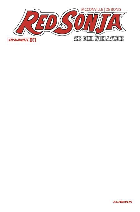 RED SONJA SHE DEVIL WITH A SWORD #1 CVR F BLANK AUTHENTIX VAR - PRE-ORDER