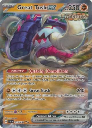 Great Tusk ex - 053/091 - Ultra Rare Scarlet & Violet: Paldean Fates Singles