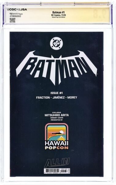 BATMAN #1 MITSUHIRO ARITA HAWAII POP CON VIRGIN VARIANT CGC 9.8 ARITA SIGNED (2025)  - CGC S.S 9.8 - PREORDER