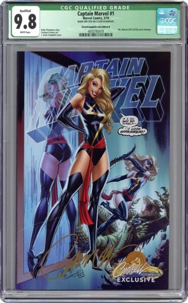 CAPTAIN MARVEL #1 J. SCOTT CAMPBELL EXCLUSIVE COVER B CGC 9.8 (2019) SIGNED BY J.SCOTT CAMPBELL - CGC GREEN LABEL 9.8 - PREORDER