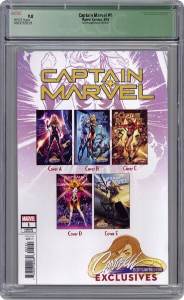 CAPTAIN MARVEL #1 J. SCOTT CAMPBELL EXCLUSIVE COVER B CGC 9.8 (2019) SIGNED BY J.SCOTT CAMPBELL - CGC GREEN LABEL 9.8 - PREORDER