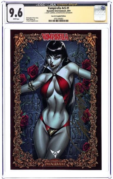 VAMPIRELLA VOL. 5 #1K J. SCOTT CAMPBELL 1:75 VARIANT CGC 9.6 J.SCOTT CAMPBELL SIGNED (2019) - CGC 9.6 - PREORDER