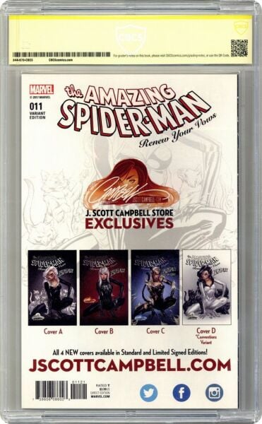 AMAZING SPIDER-MAN: RENEW YOUR VOWS #11 J. SCOTT CAMPBELL EDITION A J.SCOTT CAMPBELL SIGNED - CBCS 9.8 - PREORDER