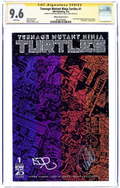 TEEANAGE MUTANT NINJA TURTLES #1 SHATTERED EXCLUSIVE CGC 9.6 MATTHEW DiMasi & JOELLE JONES 2X SIGNED