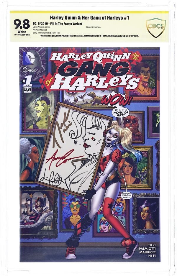 HARLEY QUINN AND HER GANG OF HARLEYS #1 CBCS 9.8 3X JIMMY PALMIOTTI & AMANDA CONNER & FRANK TIERI SIGNED & PALMIOTTI SKETCH