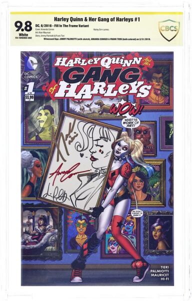 HARLEY QUINN AND HER GANG OF HARLEYS #1 CBCS 9.8 3X JIMMY PALMIOTTI & AMANDA CONNER & FRANK TIERI SIGNED & PALMIOTTI SKETCH