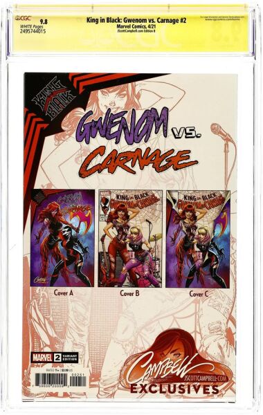 KING IN BLACK : GWENOM VS CARNAGE #2 J.SCOTT CAMPBELL EXCLUSIVE J.SCOTT CAMPBELL SIGNED