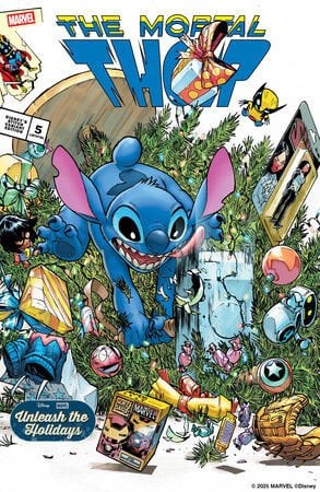 MORTAL THOR #5 HUMBERTO RAMOS DISNEY STITCH UNLEASH THE HOLIDAYS VARIANT