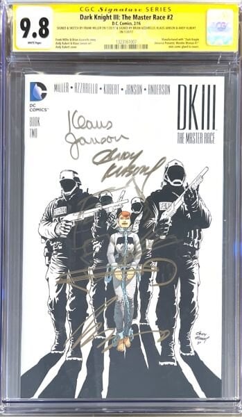 Dark Knight III: The Master Race #2 – CGC 9.8 – Quadruple Signed & Sketch (Frank Miller, Klaus Janson, Brian Azzarello, Andy Kubert)