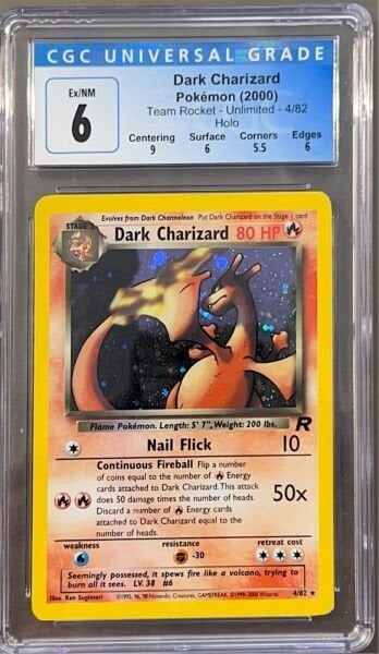 Dark Charizard – Team Rocket (Unlimited Holo, 2000) - CGC 6.0