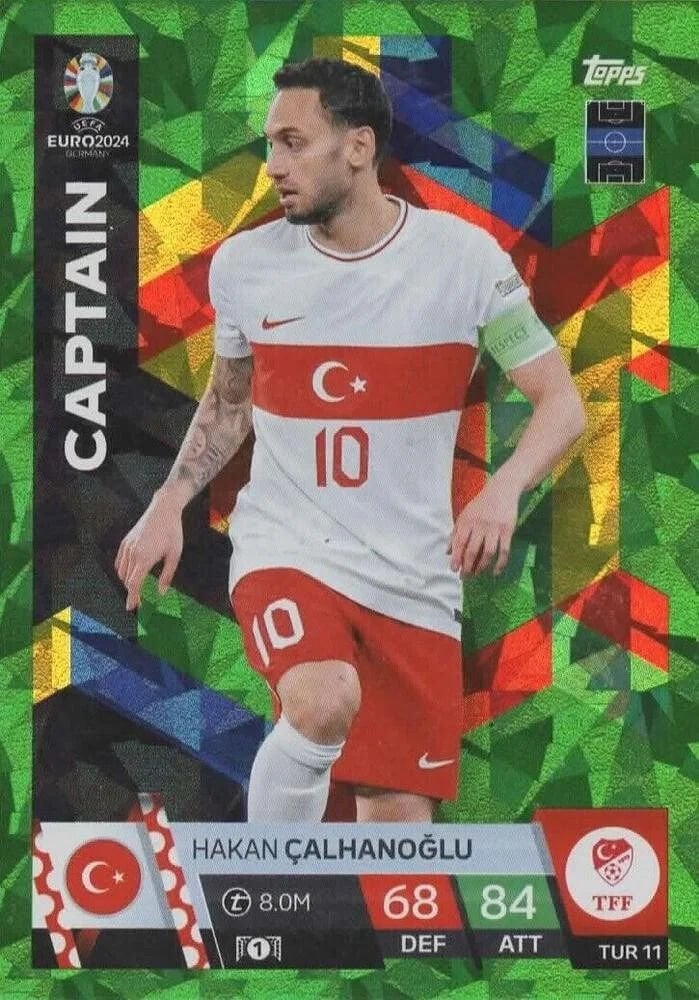 Match Attax UEFA Euro 2024 Hakan Çalhanoğlu Green Emerald Captain