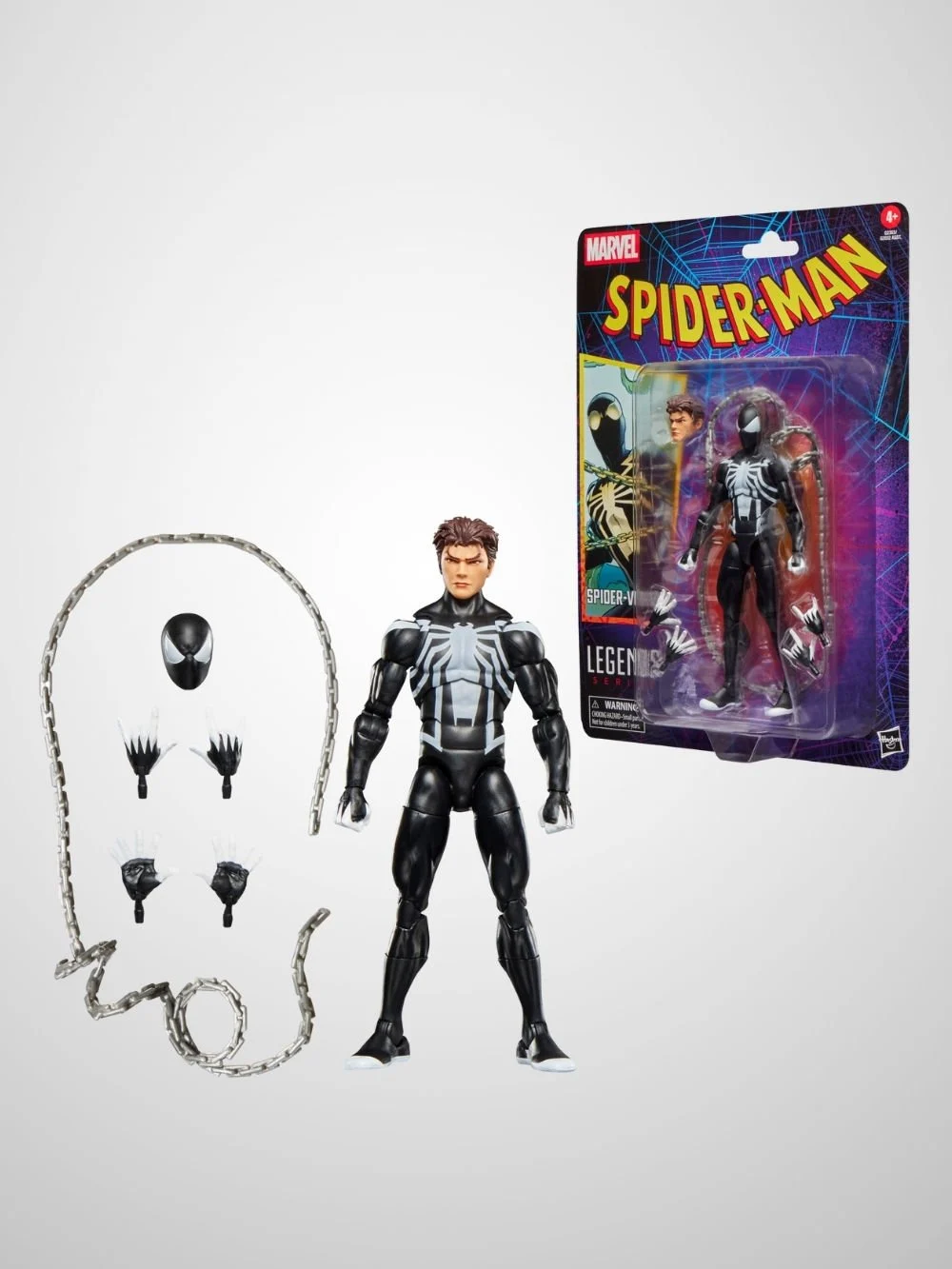 MARVEL LEGENDS SPIDER-MAN-VENOM, RETRO CARDBACK SPIDER-MAN COMICS ACTION FIGURE
