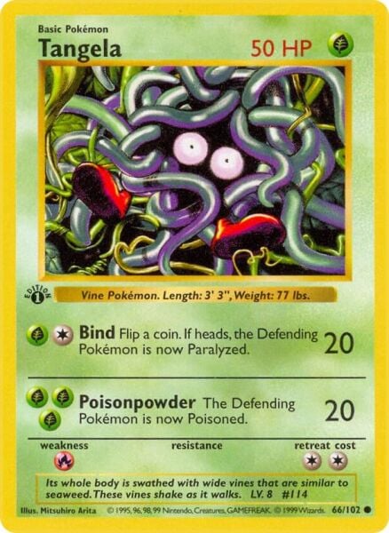 Tangela [1st Edition] #66 Pokemon Base Set - NM