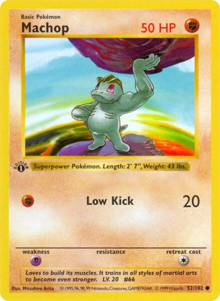 Machop [1st Edition] #52 Pokemon Base Set - NM