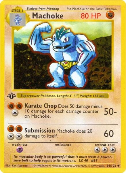 Machoke [1st Edition] #34 Pokemon Base Set - NM