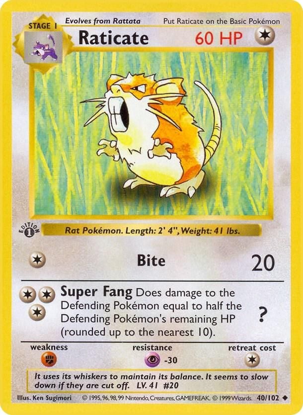 Raticate [1st Edition] #40 Pokemon Base Set - NM