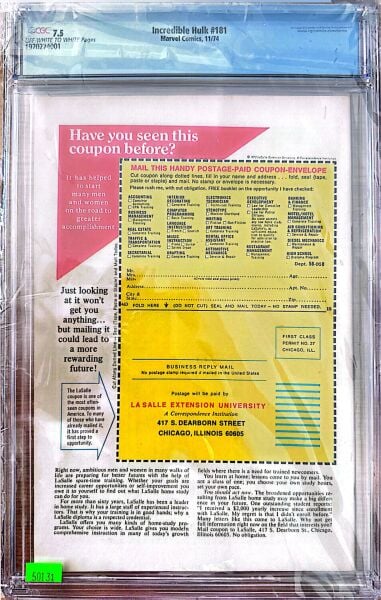 INCREDBILE HULK #181 CGC 7.5 WOLVERINE FIRST APP