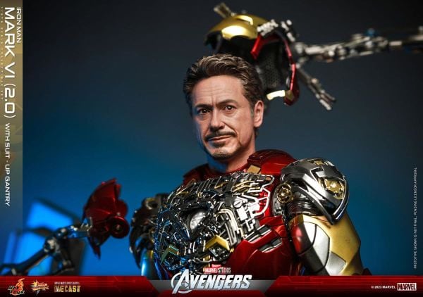 Iron Man Mark VI (2.0) with Suit-Up Gantry Diecast Sixth Scale Figure Set Marvel Comics