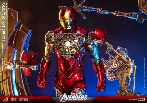 Iron Man Mark VI (2.0) with Suit-Up Gantry Diecast Sixth Scale Figure Set Marvel Comics
