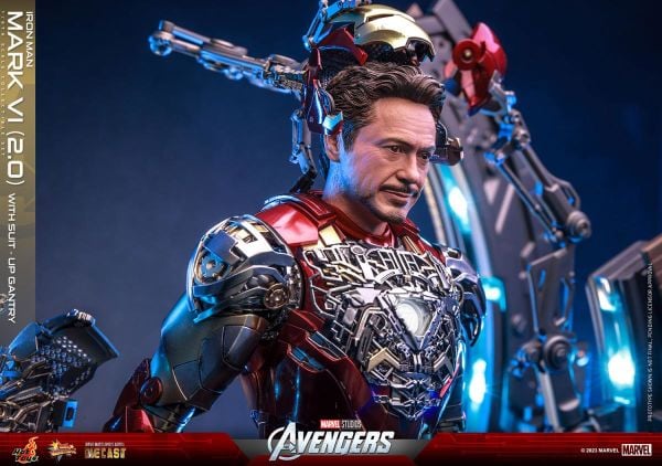 Iron Man Mark VI (2.0) with Suit-Up Gantry Diecast Sixth Scale Figure Set Marvel Comics
