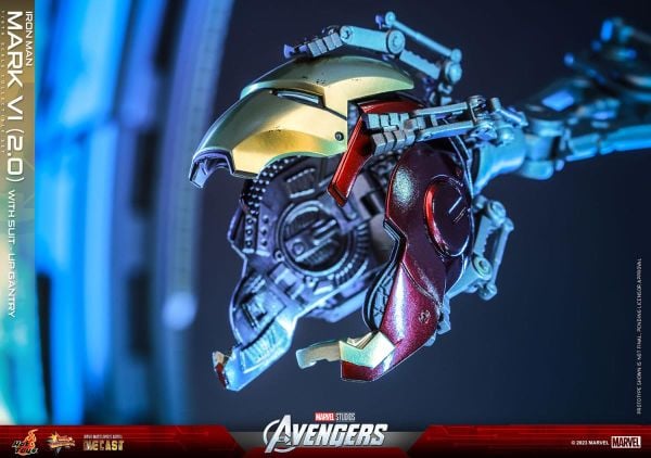 Iron Man Mark VI (2.0) with Suit-Up Gantry Diecast Sixth Scale Figure Set Marvel Comics
