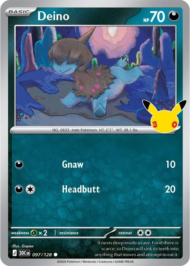 Deino #97 Pokemon 30th Celebration - NM