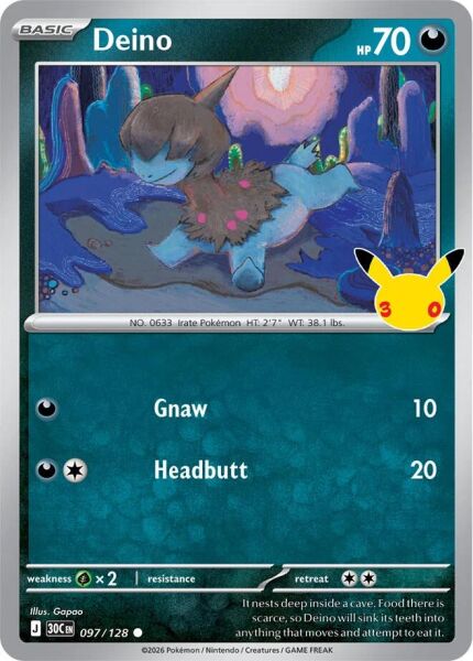 Deino #97 Pokemon 30th Celebration - NM