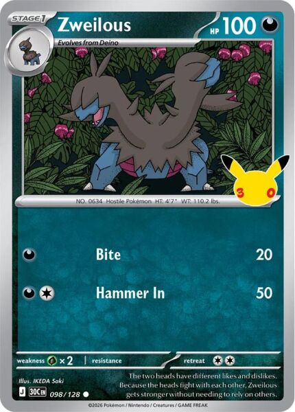 Zweilous #98 Pokemon 30th Celebration - NM