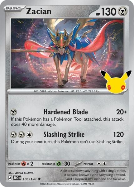 Zacian #106 Pokemon 30th Celebration  - NM