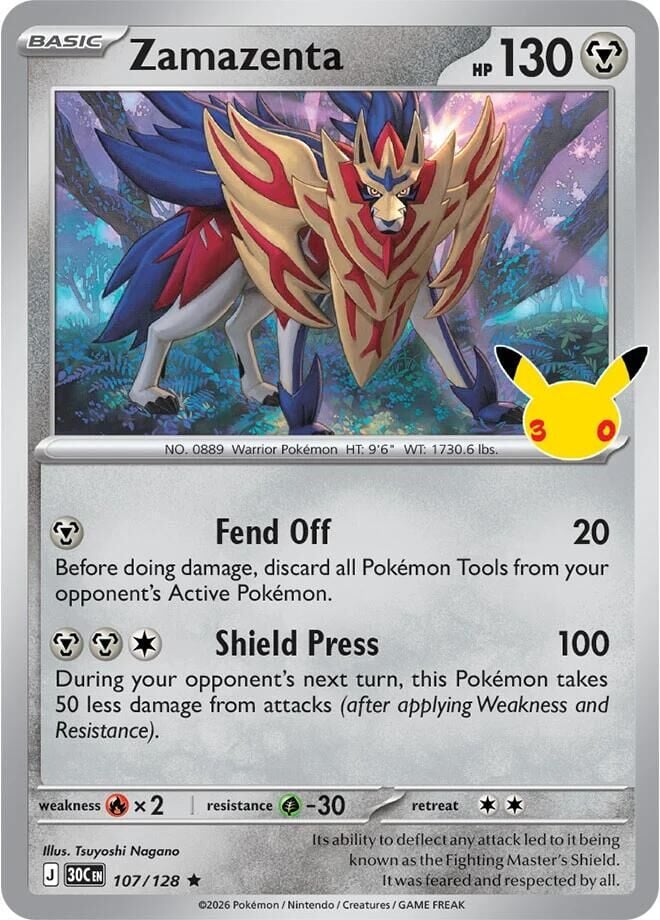 Zamazenta #107 Pokemon 30th Celebration - NM