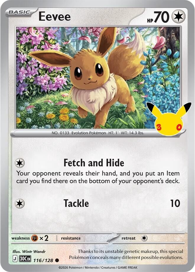 Eevee #116 Pokemon 30th Celebration - NM
