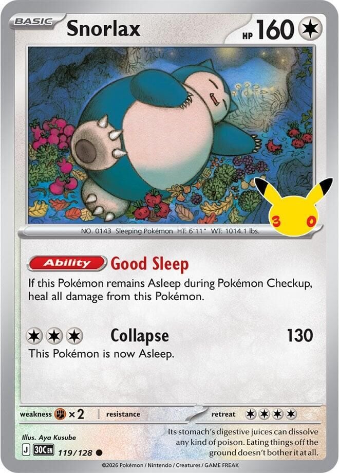 Snorlax #119 Pokemon 30th Celebration - NM
