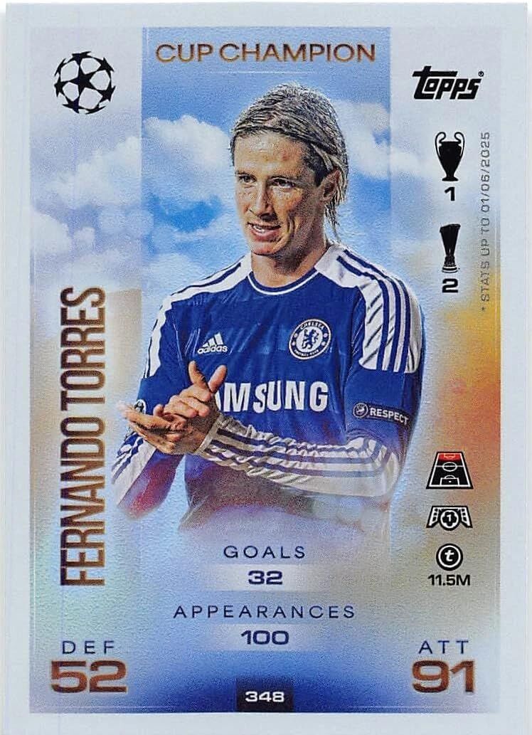 TOPPS MATCH ATTAX 2025/26 – FERNANDO TORRES CUP CHAMPION CHELSEA #348 CHAMPIONS LEAGUE FOOTBALL CARD