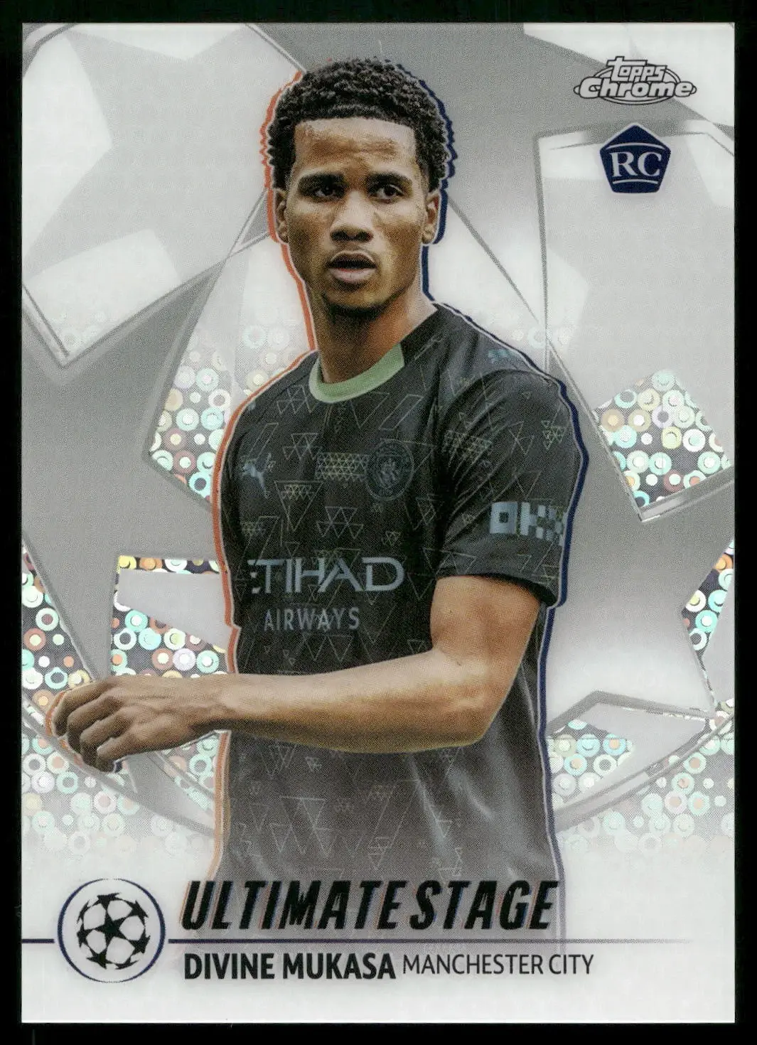 2025-26 TOPPS CHROME UCC – DIVINE MUKASA ROOKIE ULTIMATE STAGE #US-12 FOOTBALL CARD