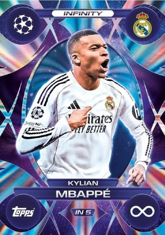 TOPPS MATCH ATTAX CL 2025-26 – KYLIAN MBAPPÉ INFINITY IN 5 FOOTBALL CARD