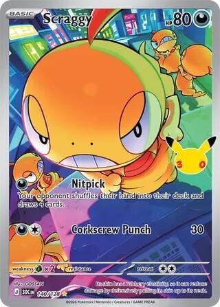Scraggy #140 Pokemon 30th Celebration - NM
